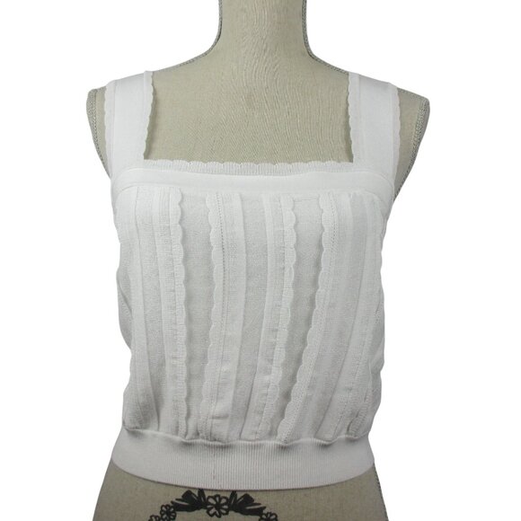 Express Cropped Cami Tops XL Lace White Black SET OF 2 NWT Boho Coastal Flirty - Picture 4 of 8